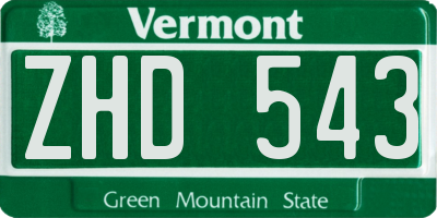 VT license plate ZHD543