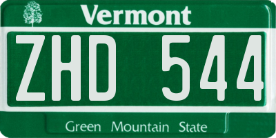 VT license plate ZHD544