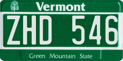 VT license plate ZHD546
