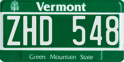 VT license plate ZHD548