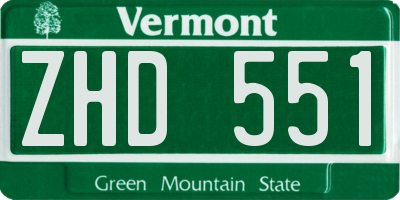 VT license plate ZHD551
