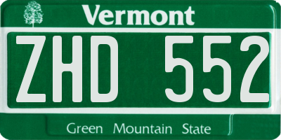 VT license plate ZHD552