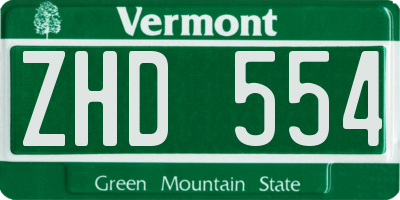 VT license plate ZHD554