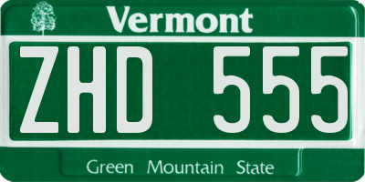 VT license plate ZHD555
