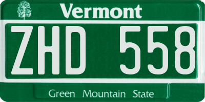 VT license plate ZHD558