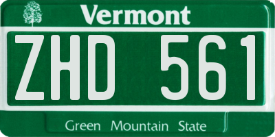 VT license plate ZHD561