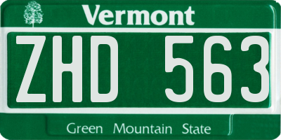 VT license plate ZHD563