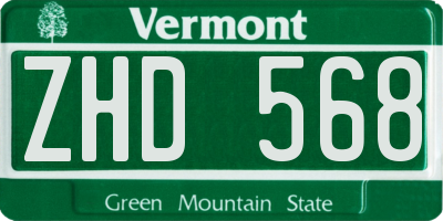 VT license plate ZHD568