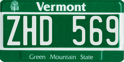VT license plate ZHD569