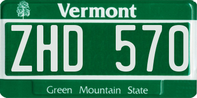 VT license plate ZHD570