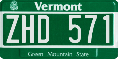 VT license plate ZHD571