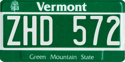 VT license plate ZHD572