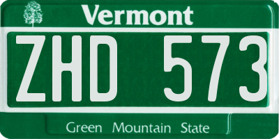 VT license plate ZHD573