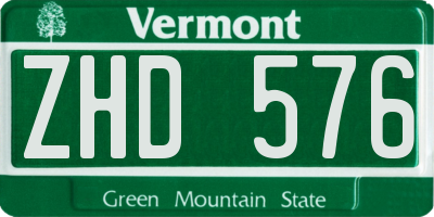VT license plate ZHD576