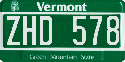 VT license plate ZHD578