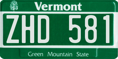 VT license plate ZHD581
