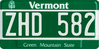 VT license plate ZHD582