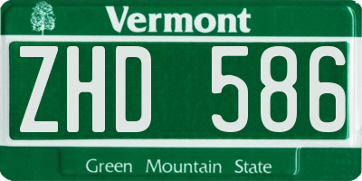 VT license plate ZHD586
