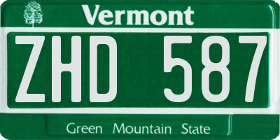VT license plate ZHD587