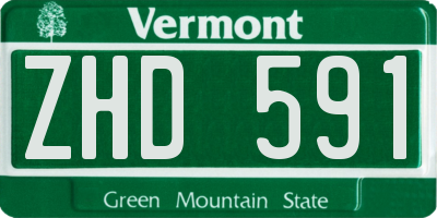 VT license plate ZHD591