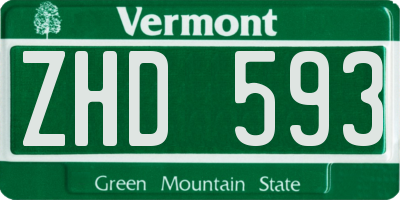 VT license plate ZHD593