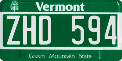 VT license plate ZHD594