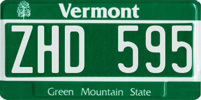 VT license plate ZHD595