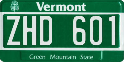 VT license plate ZHD601