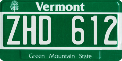 VT license plate ZHD612