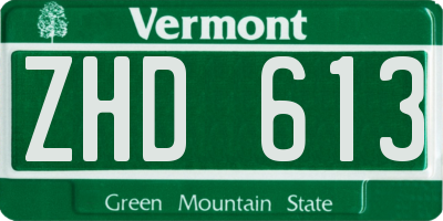 VT license plate ZHD613