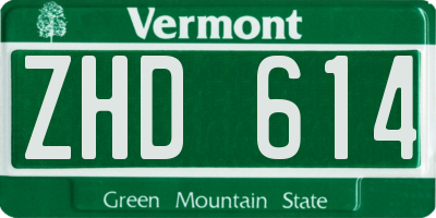 VT license plate ZHD614