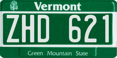 VT license plate ZHD621