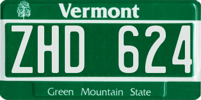 VT license plate ZHD624