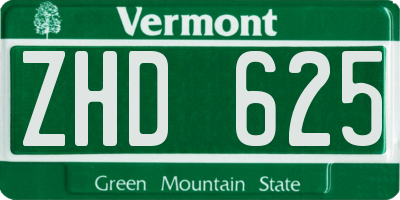 VT license plate ZHD625