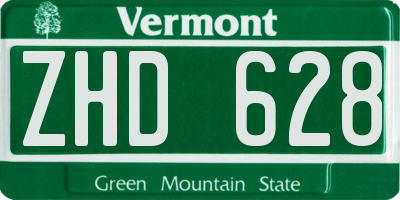 VT license plate ZHD628