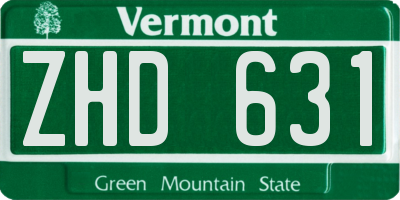 VT license plate ZHD631