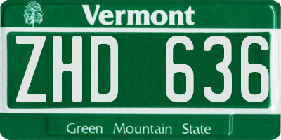 VT license plate ZHD636
