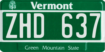 VT license plate ZHD637