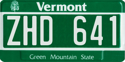 VT license plate ZHD641