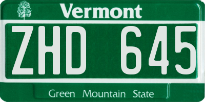 VT license plate ZHD645