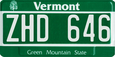 VT license plate ZHD646