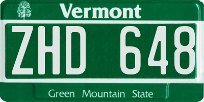 VT license plate ZHD648