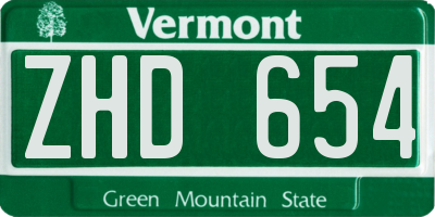 VT license plate ZHD654