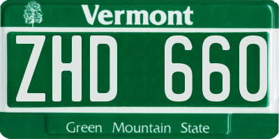 VT license plate ZHD660