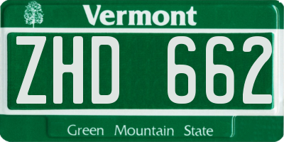 VT license plate ZHD662