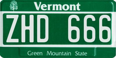 VT license plate ZHD666