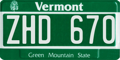 VT license plate ZHD670
