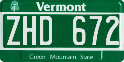 VT license plate ZHD672