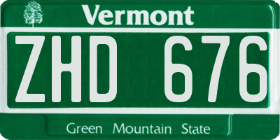 VT license plate ZHD676