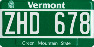 VT license plate ZHD678